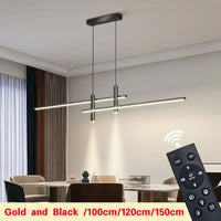 Suspension LED linéaire noire 100 cm au-dessus d'une table à manger