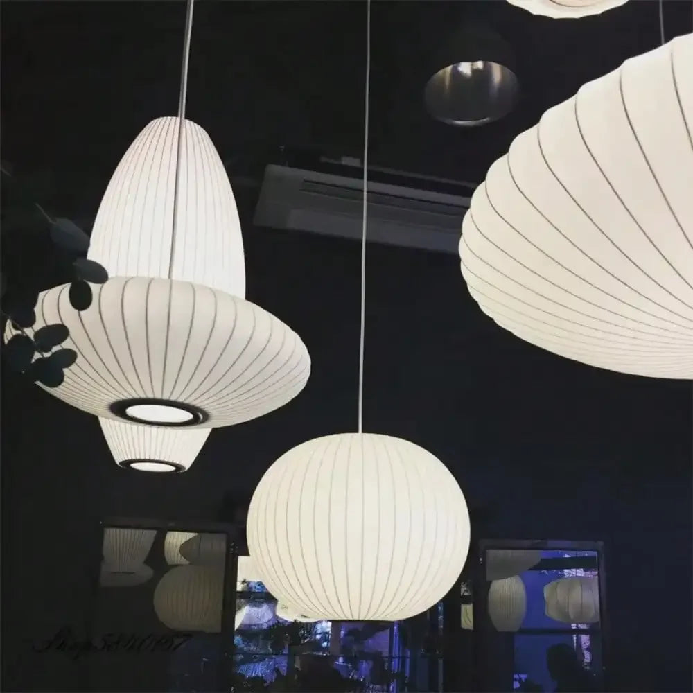 Suspension soie italienne E27 30-50 cm salon, ambiance soir au-dessus d'une table ambiance chaleureuse