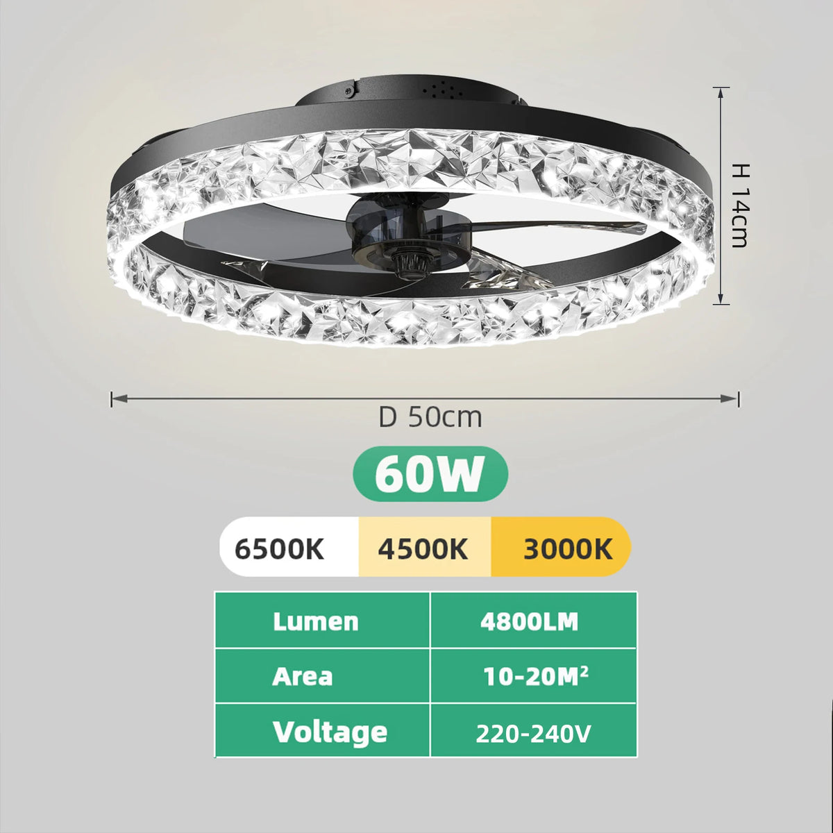 Comparatif des 2 finitions du ventilateur plafond LED 50 cm
