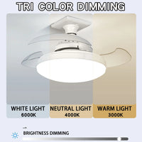 Ventilateur de plafond LED E27 télécommande variateur, détail de la finition et du matériau