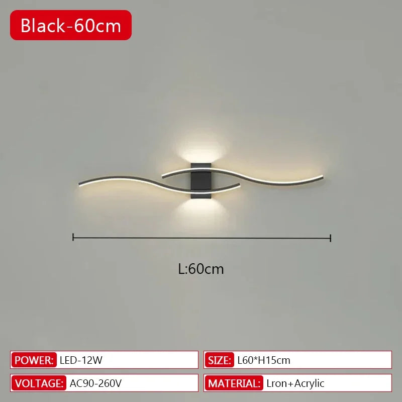 Applique murale LED longue allumée blanc froid, vue en biais