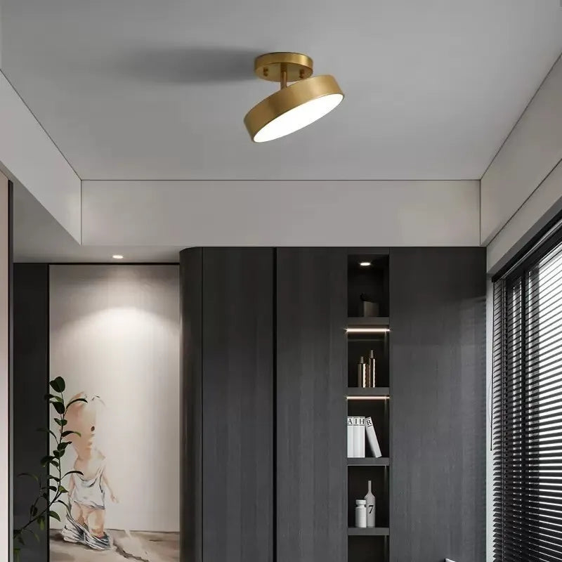 Plafonnier LED cuivre nordique, détail de la finition et du matériau