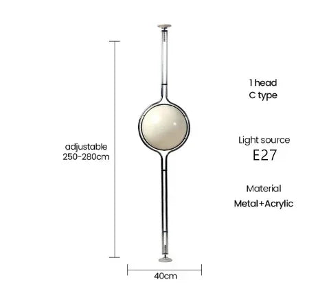 Dimensions du lampadaire design, schéma des deux formats
