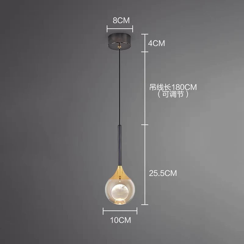 Suspension luxe créative G9, vue rapprochée de la structure jeu de lumière naturel