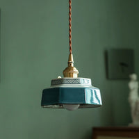 Suspension céramique vintage E27, détail du diffuseur lumineux