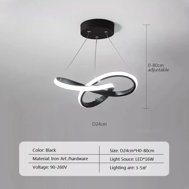 Suspension LED dorée installée dans un salon scandinave épuré