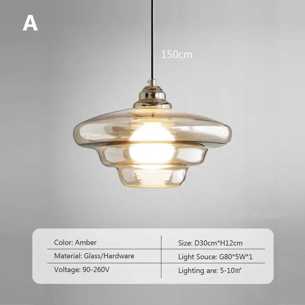 Suspension verre crème E27 antique tête unique 16 cm, installé en salle à manger cosy ambiance chaleureuse