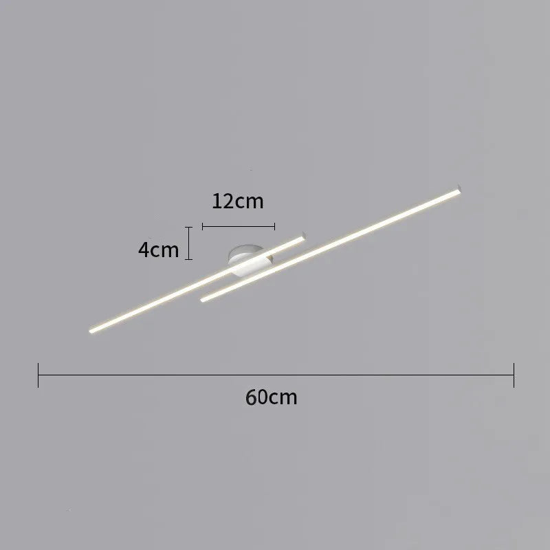 Plafonnier LED long aluminium 60 cm, installé dans cuisine contemporain jeu de lumière naturel