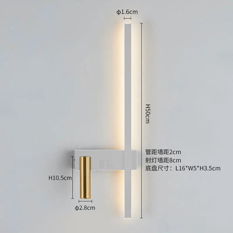 Détail de la LED longitudinale de l'applique murale nordique