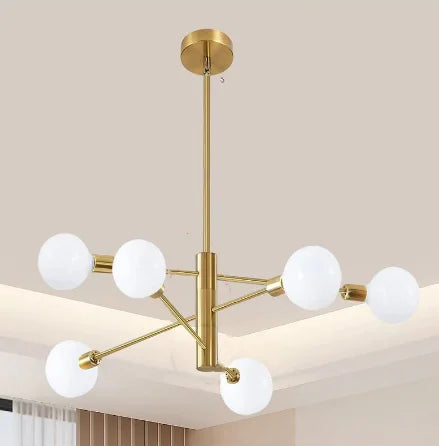 Lustre 6 branches noir mat, ambiance industrielle