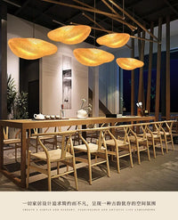 Suspension bambou 30 cm forme moyenne, salon scandinave naturel