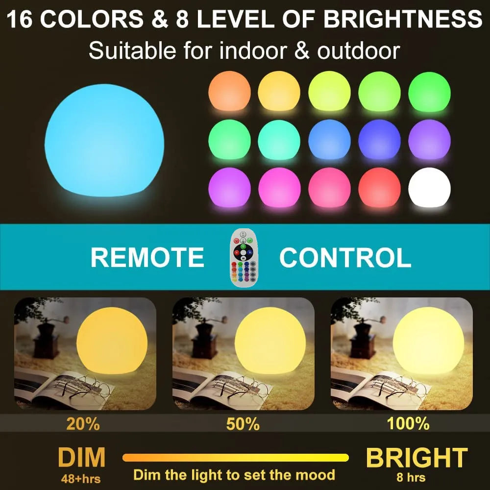 Télécommande de la boule lumineuse extérieur, 16 couleurs