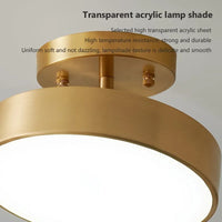 Plafonnier LED cuivre nordique, détail du diffuseur lumineux