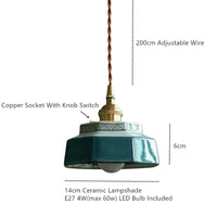 Suspension céramique vintage E27, vue détaillée de la connectique ambiance chaleureuse