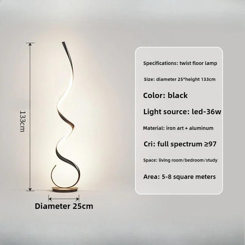 Lampadaire scandinave LED blanc à côté d'un fauteuil design