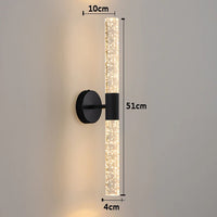 Applique murale cristal LED, vue rapprochée de la structure jeu de lumière naturel