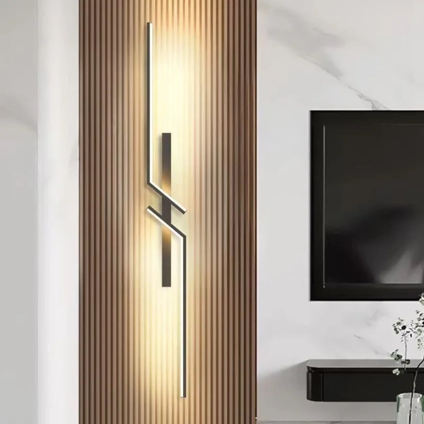 Applique murale LED forme A noire 60 cm en tête de lit lumineuse