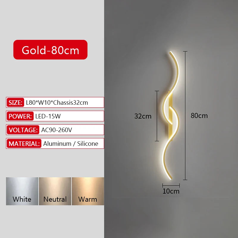 Applique LED forme C allumée variateur, gradation douce chambre