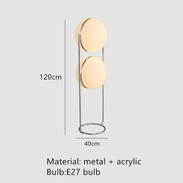 Assemblage du lampadaire design, mât et boule acrylique