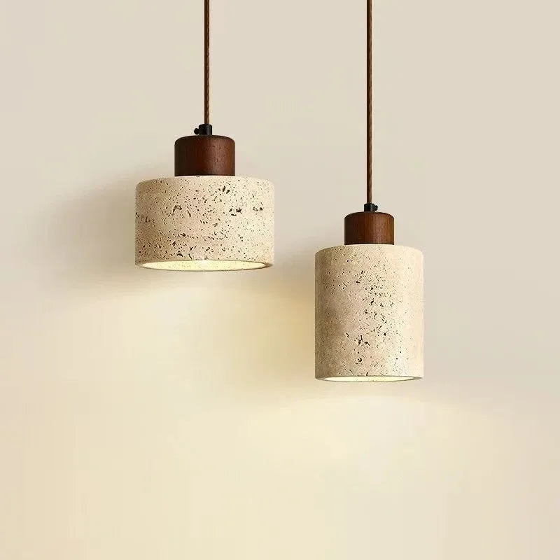 Lustre pierre et bois wabi-sabi