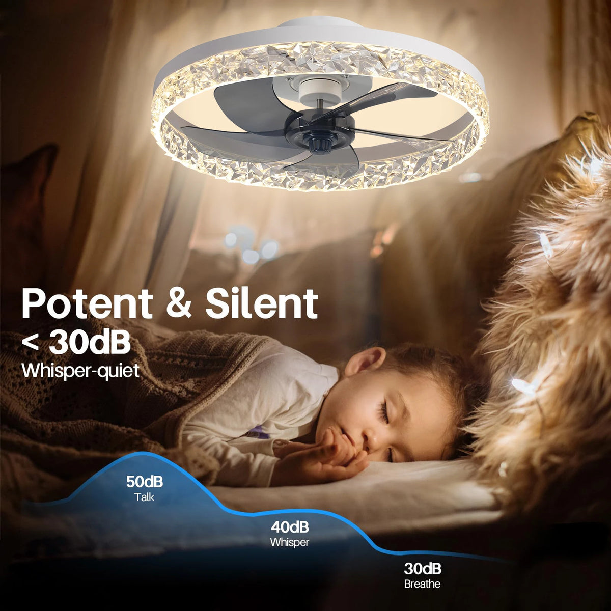 Application mobile contrôlant le ventilateur plafond LED 50 cm