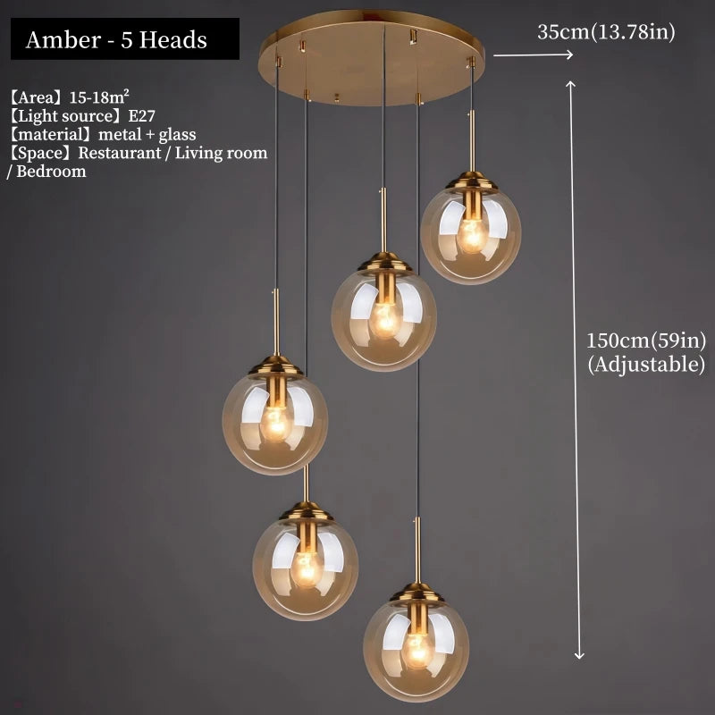 Suspension ambrée 25 cm, ambiance chambre adulte cocooning