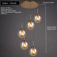 Suspension ambrée 25 cm, ambiance chambre adulte cocooning