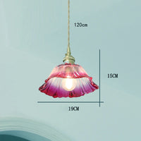 Suspension fleur vintage verre coloré E27, installé dans salle à manger contemporain