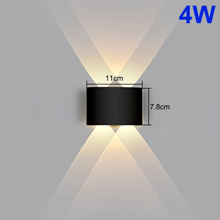 Applique LED double faisceau vue en gros plan, design minimaliste