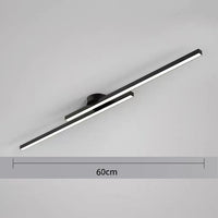 Plafonnier LED long aluminium 60 cm, vue d'ensemble du luminaire allumé