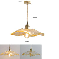 Suspension fleur vintage verre coloré E27, installé en chambre cosy