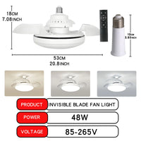Ventilateur de plafond LED E27 télécommande variateur, ambiance lecture coin canapé