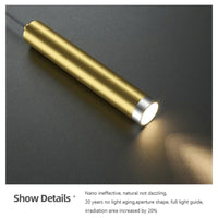 Suspension LED dorée 100 cm sur îlot de cuisine scandinave
