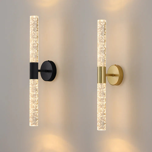 Applique murale cristal LED, installé dans chambre contemporain ambiance chaleureuse