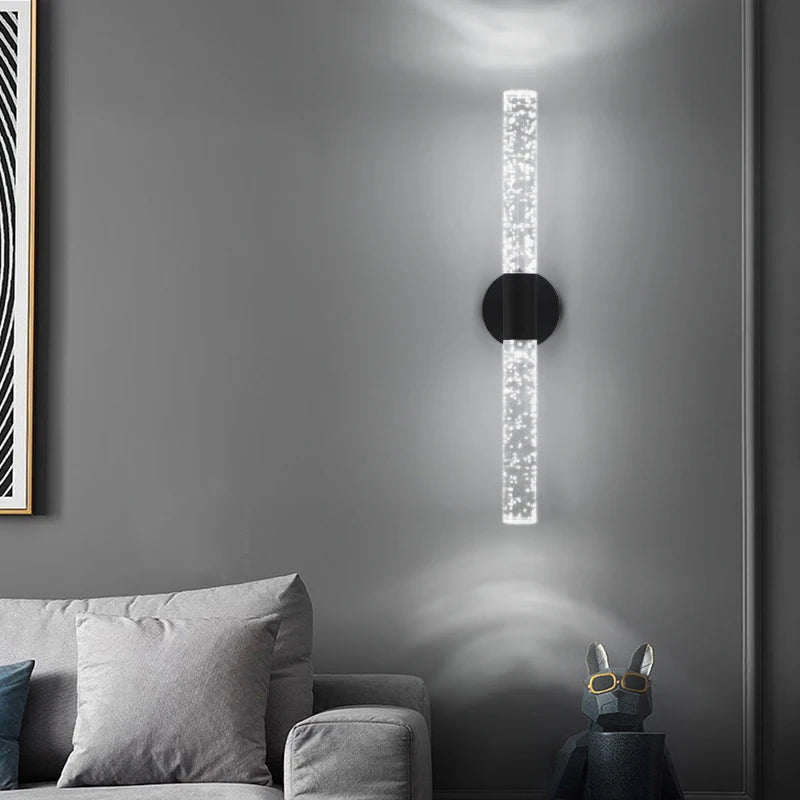 Applique murale cristal LED, détail de la finition et du matériau