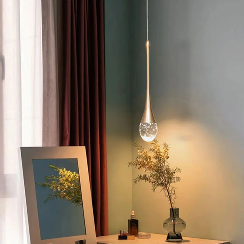 Suspension cristal bulles E27, détail du diffuseur lumineux