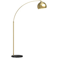 Lampadaire arc métal doré E27 40 W, installé dans salon contemporain ambiance chaleureuse