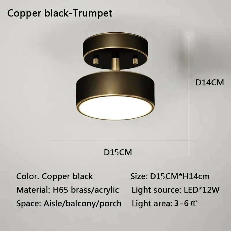 Plafonnier LED cuivre nordique, détail de la finition et du matériau ambiance chaleureuse