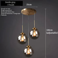 Suspension verre soufflé E27, vue d'ensemble du luminaire monté