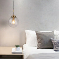 Suspension verre soufflé multicolore changeant, salon scandinave lumineux