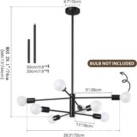 Lustre 12 branches chromé, vue générale dans un grand séjour