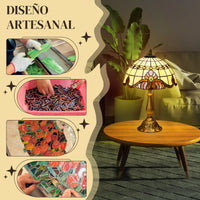 Lampe de chevet verre classique E27 30 cm transparent, ambiance soir au-dessus d'une table ambiance chaleureuse