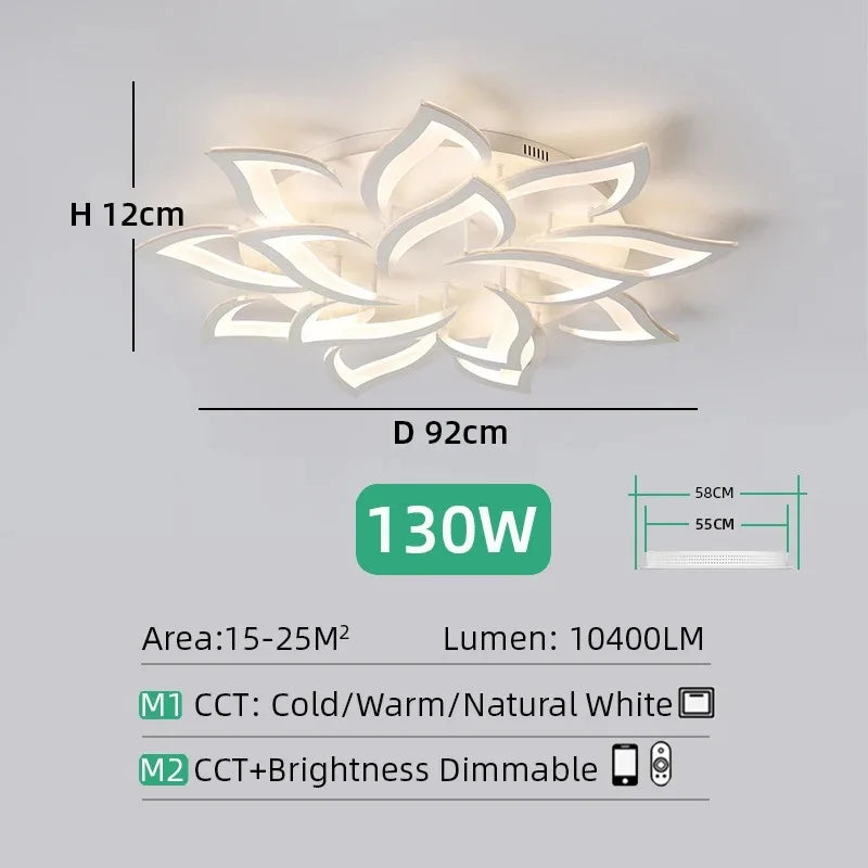 Lustre Lotus en lumière froide 6 000 K, ambiance studieuse