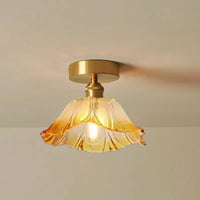 Suspension fleur vintage verre coloré E27, ambiance lecture coin canapé jeu de lumière naturel