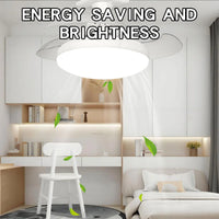 Ventilateur de plafond LED E27 télécommande variateur, ambiance soir au-dessus d'une table ambiance chaleureuse