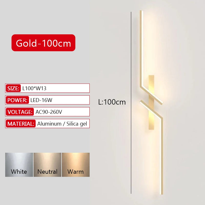 Applique murale LED noire verticale 60 cm dans couloir sombre