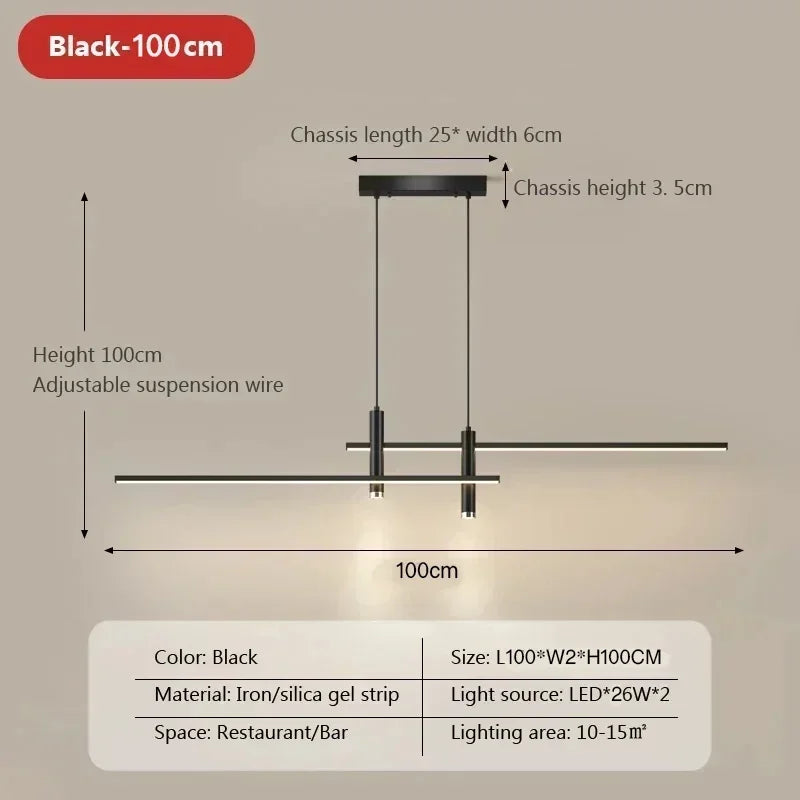 Comparatif des 3 longueurs et 2 finitions de la suspension LED linéaire