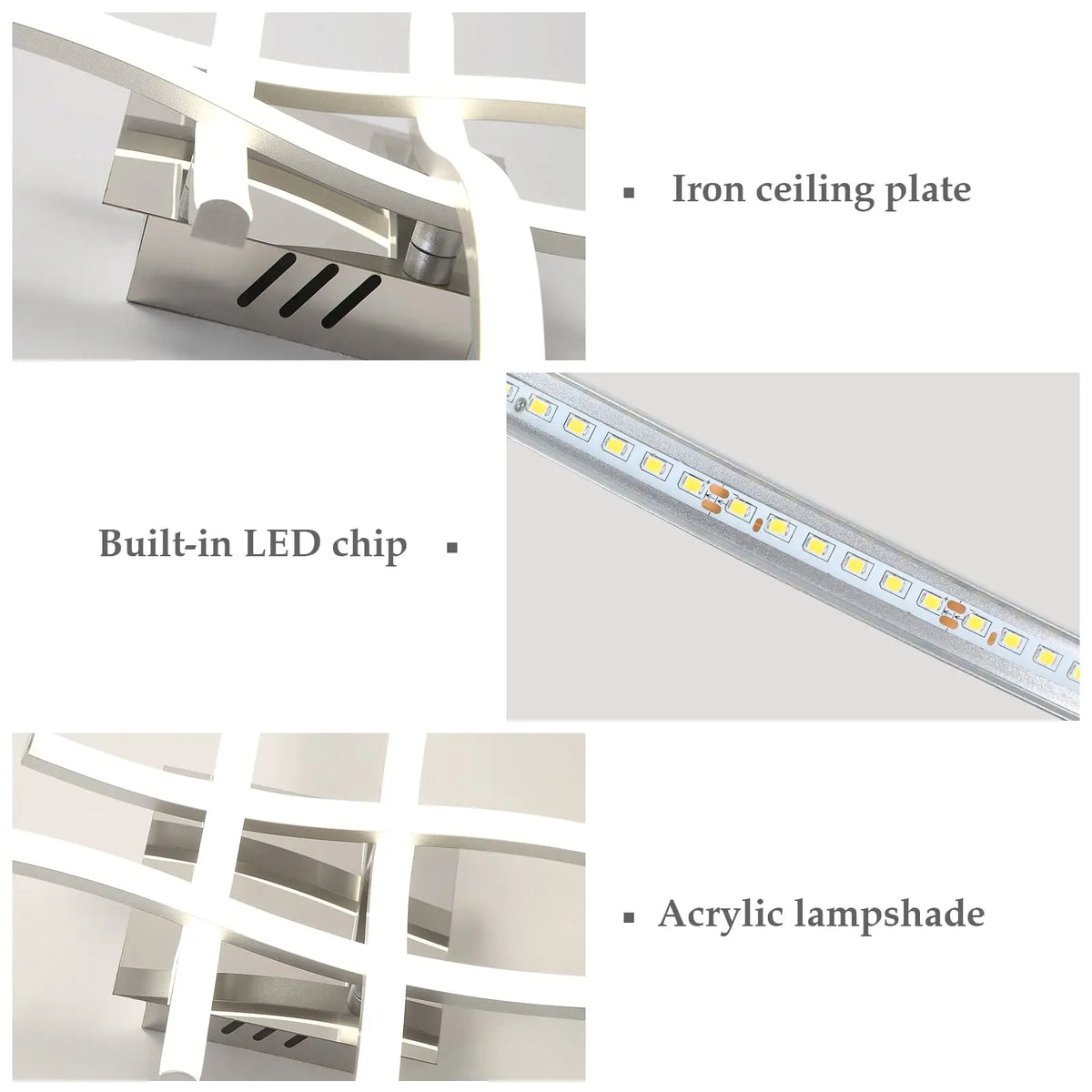 Plafonnier LED design courbé 24 W blanc neutre 4000 K, ambiance soir au-dessus d'une table ambiance chaleureuse