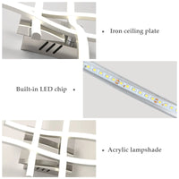 Plafonnier LED design courbé 24 W blanc neutre 4000 K, ambiance soir au-dessus d'une table ambiance chaleureuse