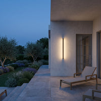 Applique murale extérieure linéaire LED IP65, à l'extérieur au crépuscule, allumée